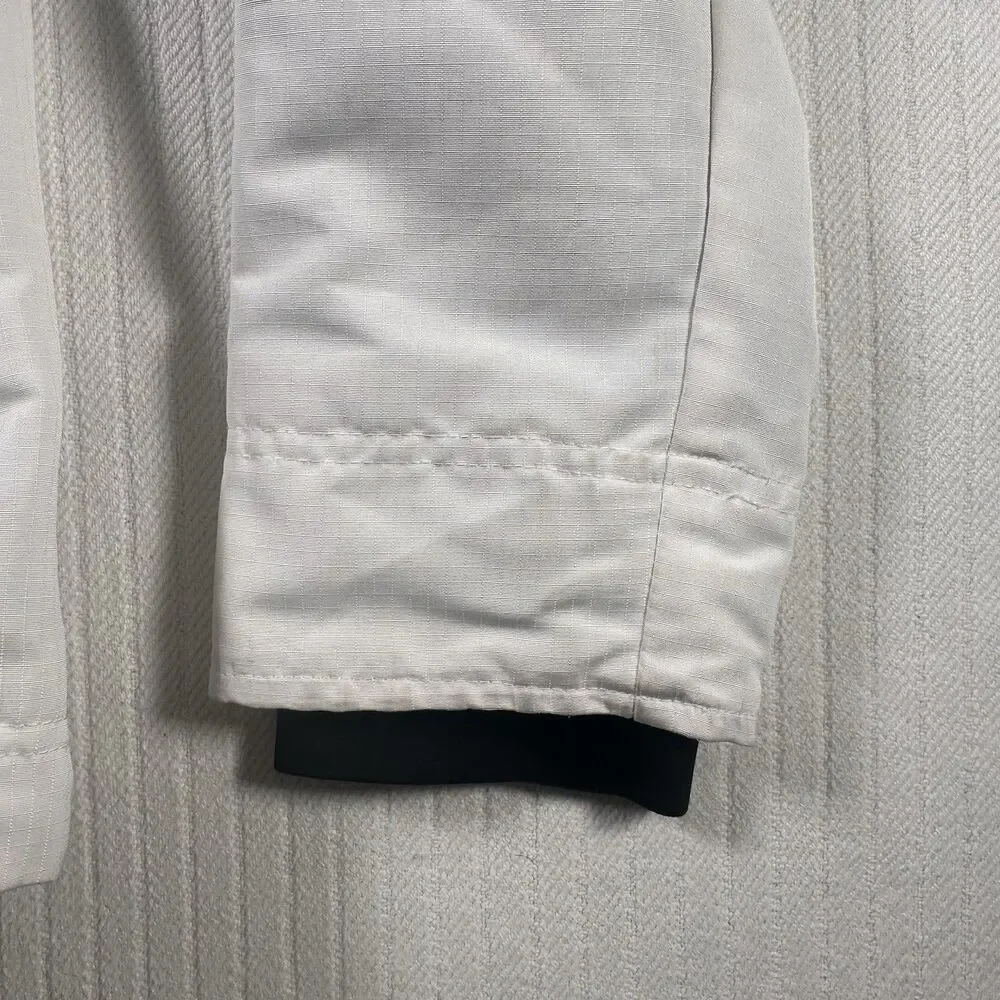 Hollister Mens All Weather Jacket Size M White Black Hooded Windbreaker Coat
